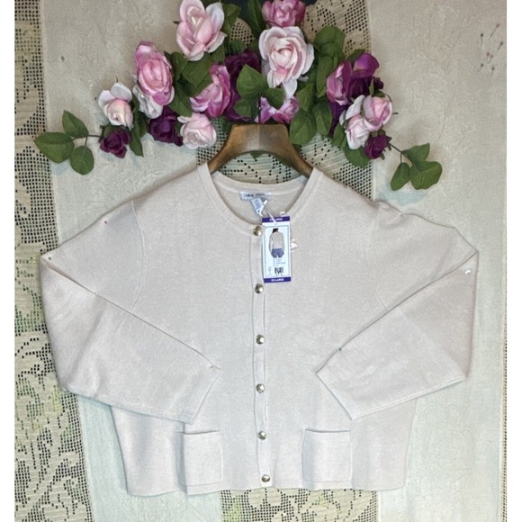 Nine West Sweaters - Nine West Cardigan Sweater Womens Size Medium Knit Button Up Cream Color